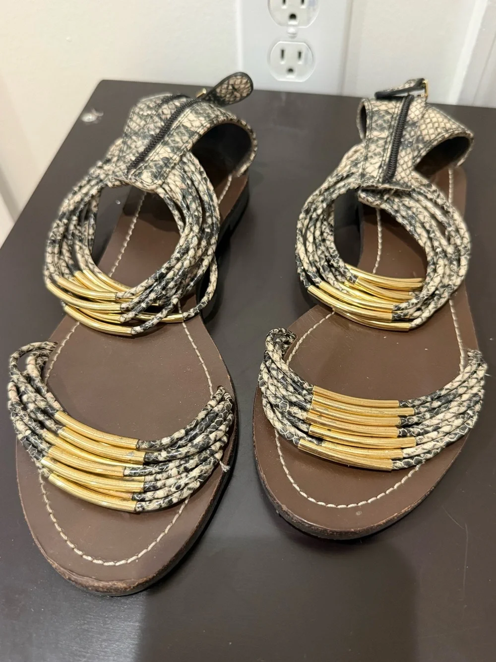 Tory Burch Mignon Ring Snakeskin gladiator sandals 7.5
